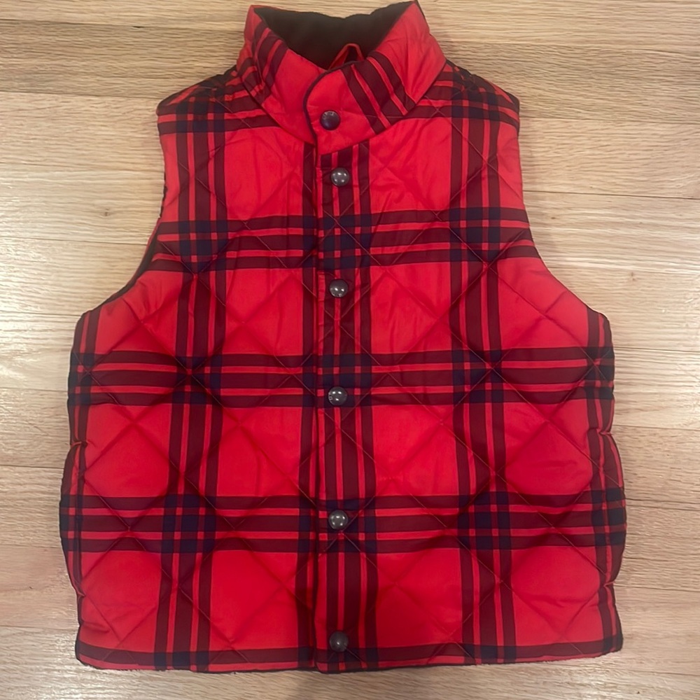 Fall Fleece Lined Red Plaid Vest, Gap Kids, size 4
